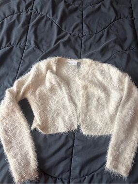 Place Fuzzy Cropped Cardigan - Cream